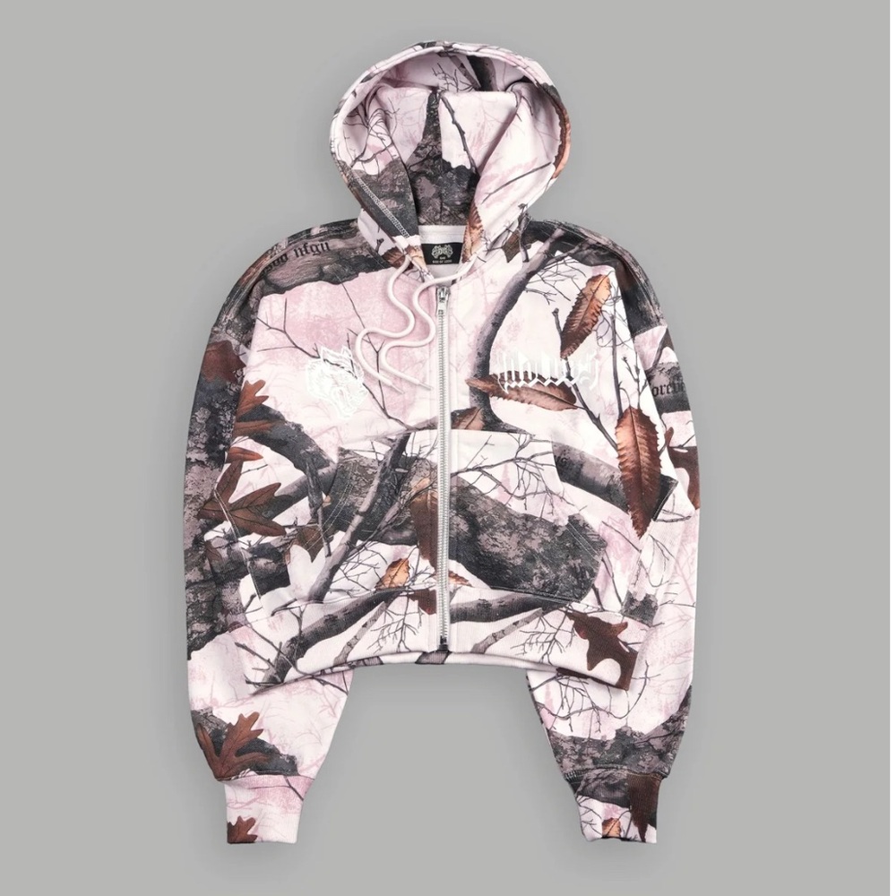Darc Sport Pink and Brown Camouflage Zip Up Hoodie